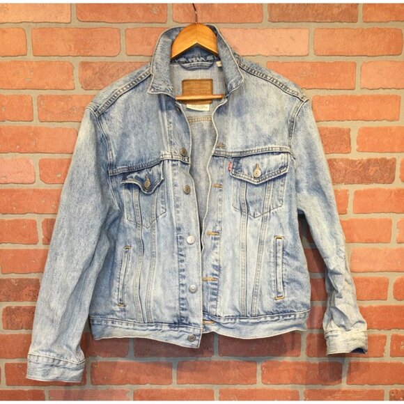 Womens Levis Premium Denim Trucker Jacket Size XL Big E Classic - Picture 1 of 6